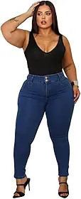 Calça Jeans Feminina Plus Size com Elastano Cintura Alta