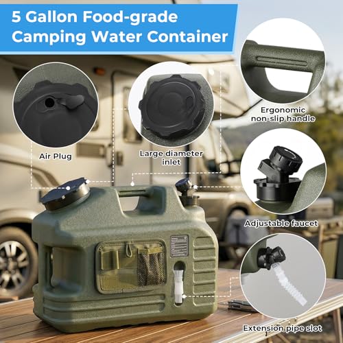 Kit de Ducha Portátil para Camping con Botella de Agua de 5 Galones, Bomba Recargable de 8000mAh Impermeable IPX8, 5 Modos de Presión, Contenedor de Agua Libre de BPA para Camping, Senderismo, Playa, Baño de Mascotas, Lavado de Autos miniatura 3