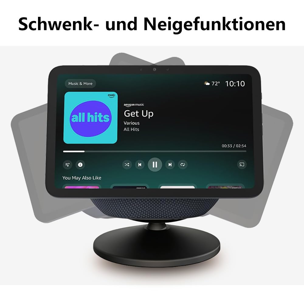 Verstellbarer Ständer für Amazon Echo Show 8 (4. Gen) & 11, Magnetischer Schreibtischhalter für Smart Display, 360-Grad-Neigung und rutschfeste Basis, Schwarz