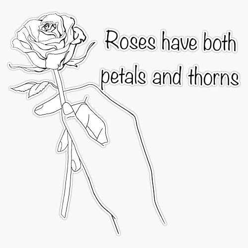 Adhesivo de vinilo para parachoques de rosas con pétalos y espinas, 5 pulgadas