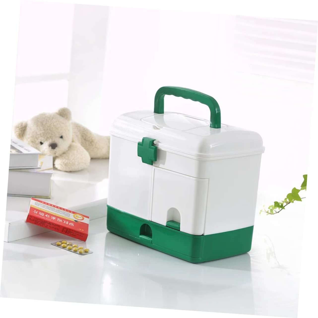 Didiseaon botiquín médico contenedor de té caso de primeros auxilios bolsa de medicina de emergencia Contenedor de almacenamiento de pastillas envase botiquin kit Green