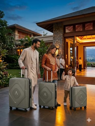 Image of Aristocrat Set of 3 Pc Cabin 55cm(Small) Check-in 66cm(Medium) Check-in 76cm(Large) 8 Wheels,Anti Theft Zipper, Combination Lock | 3-Year Warranty