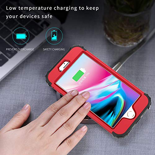 Hekodonk For Iphone 8 Plus/7 Plus Case,3 Layer Luxury Bling Sparkle Shiny Heavy Duty Shockproof Fullbody Protective Impact Hybrid Cover For Apple Iphone 8 Plus/Iphone 7 Plus Bling Red #TOP2