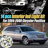 14Pc Super White 6000k Car Interior LED Light Bulb Kit Pack Compatible for 2004-2008 Chrysler Pacifica