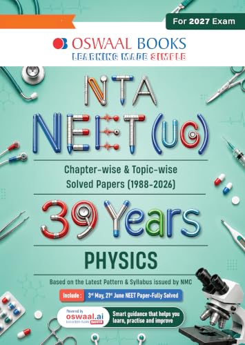 Image of Oswaal NEET 39 Years' Chapter-wise & Topic-wise Question Bank-Physics (1988-2026) |3rd May and 21 June 2026 Paper Fully Solved | With Revision Notes, Mind Maps & Mnemonics | Oswaal AI