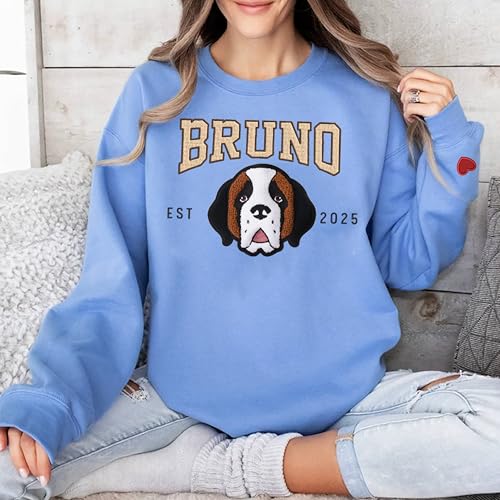 Custom Pet Embroidered Sweatshirt, Embroidered Dog Sweatshirt Faux Fur Tex, Custom Dog Face Embroidered Sweatshirt From Photo, Pet Lovers Gift, Gift For Mom3