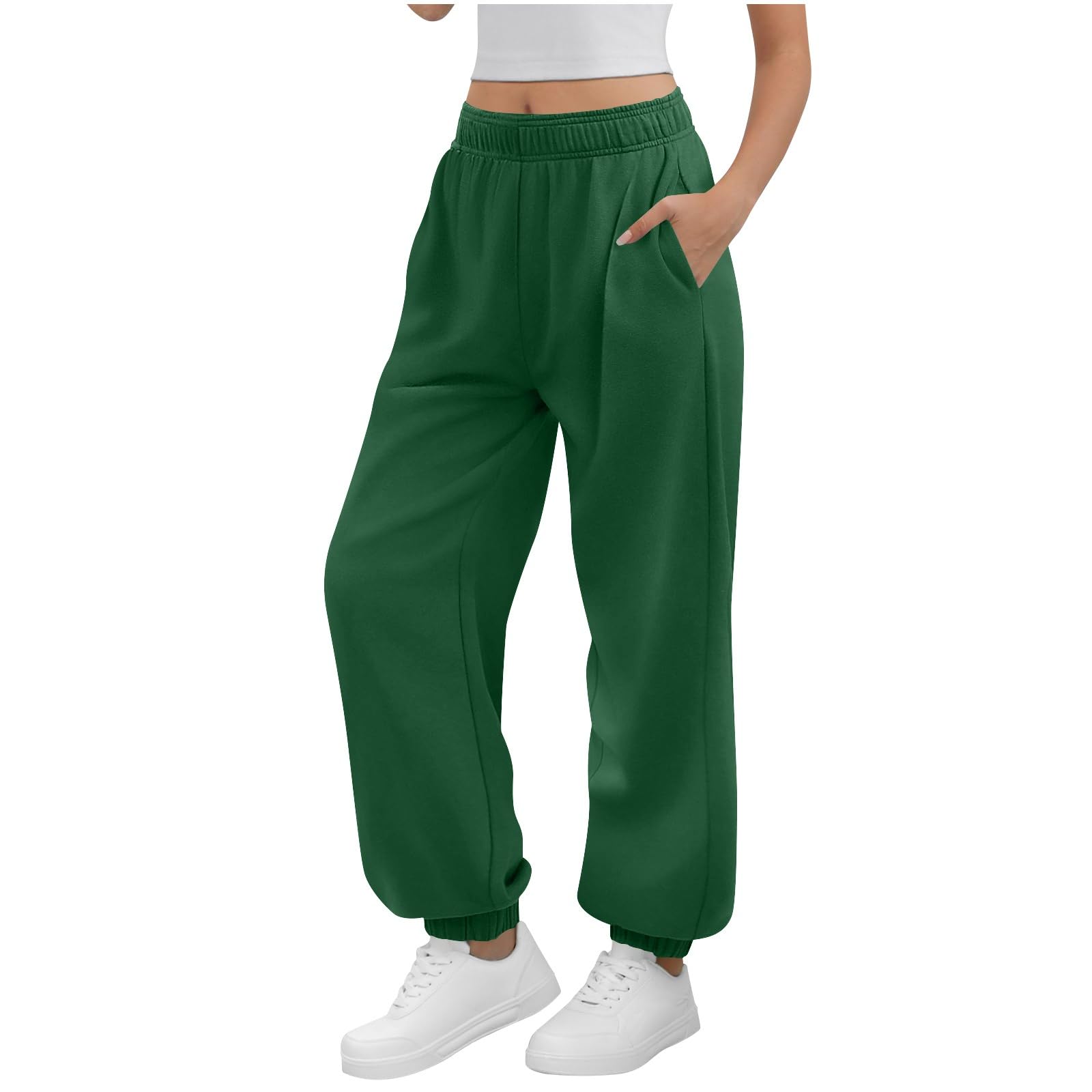 Yourumao Jogging Bottoms for Women Plus Size Sweatpants Baggy Joggers Lounge Pants Tracksuit Bottoms Elasticated Waist Trousers Army Green XXL