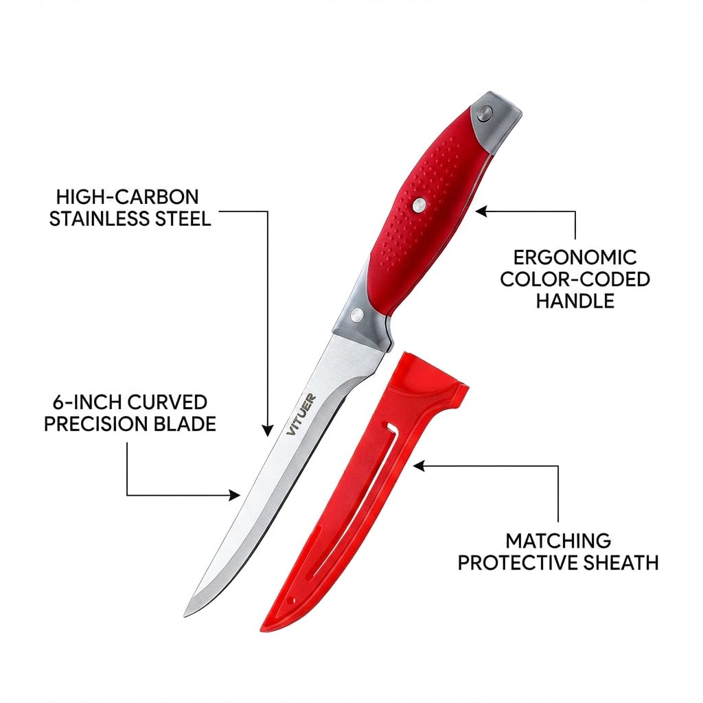 VITUER Boning Knife Set - 6 Piece Meat Cutting Knives -2 VITUER Boning Knife Set - 6 Piece Meat Cutting Knives -2