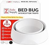 Bed Bug Interceptor Traps – White 8-Pack Passive Monitor & Detection Trap – Universal Fit for Bed & Furniture Legs – Reusable Non-Climbable Wall Pest Control Protection (White 8-Pack)