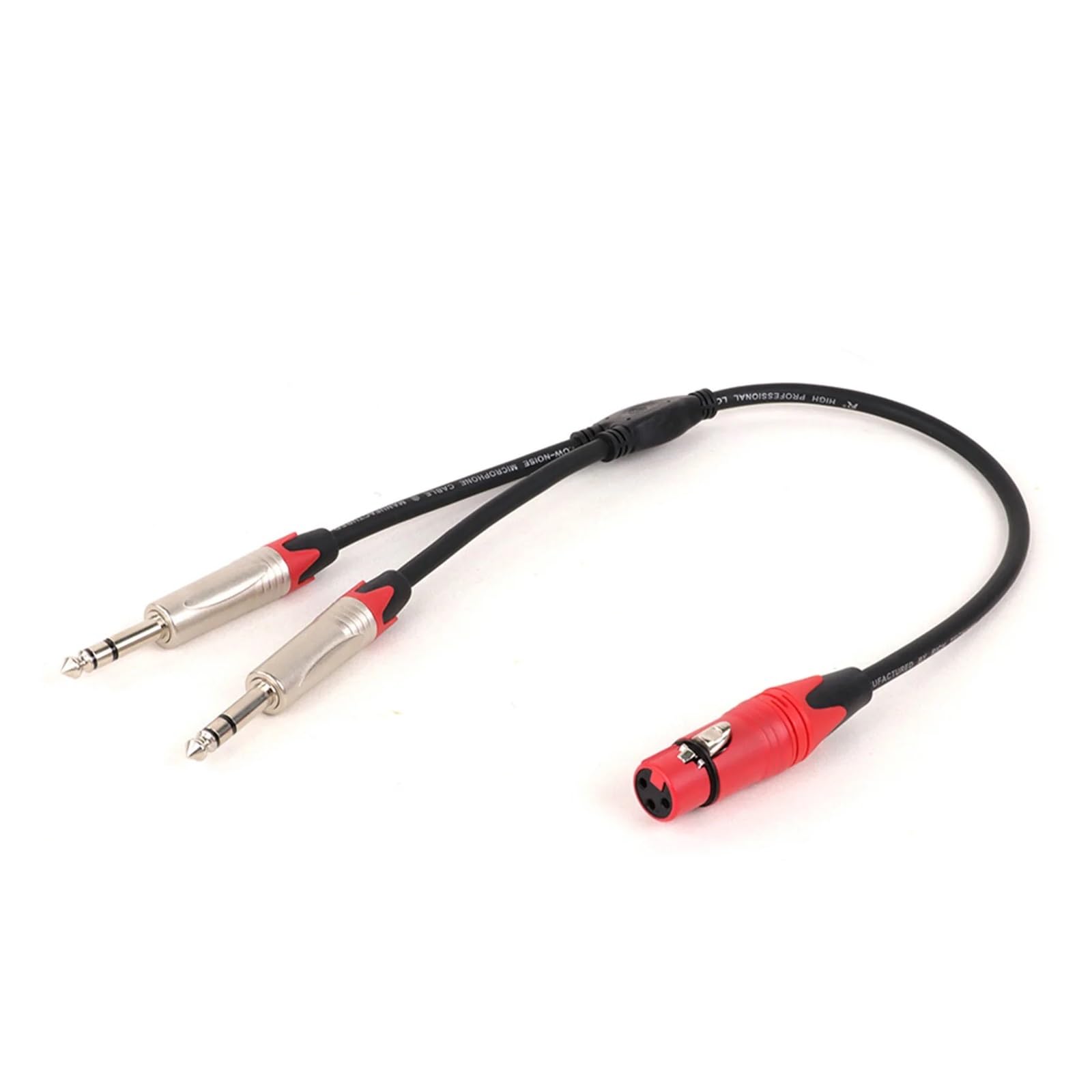 Câble de raccordement 3 broches mâle/femelle vers double microphone stéréo 6,35 mm vers double répartiteur Y 6,5 mm vers adaptateur audio(Red-F,0.29m)