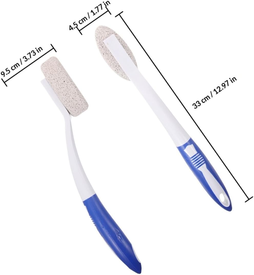 2pcs Long Handle Foot Scraper Callus Remover Pumice Stone Foot File Dead Skin Exfoliator for Home Pedicure and Use