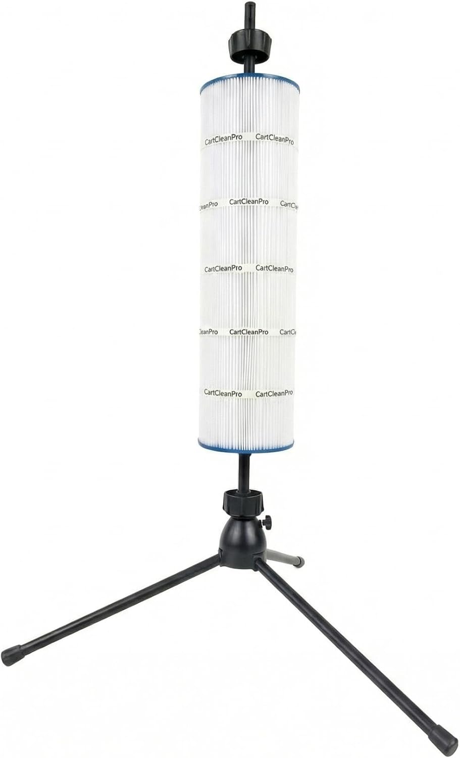 Rotating Pool Filter Cleaning Stand PRO – Ergonomic Metal Tripod Station with Spin-Finity Technology & Spray Nozzle – Fits 3" ID Cartridges – Save Your Back & Deep Clean Pleats