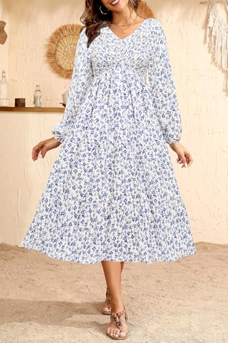 Image of Pinup Fashion Maternity Summer Dress Baby Shower Easter Pregnancy A-Line | Smocked V-neck, flutter sleeves, breathable floral fabric, bump friendly, perfect for photoshoot, spring casual,postpartum