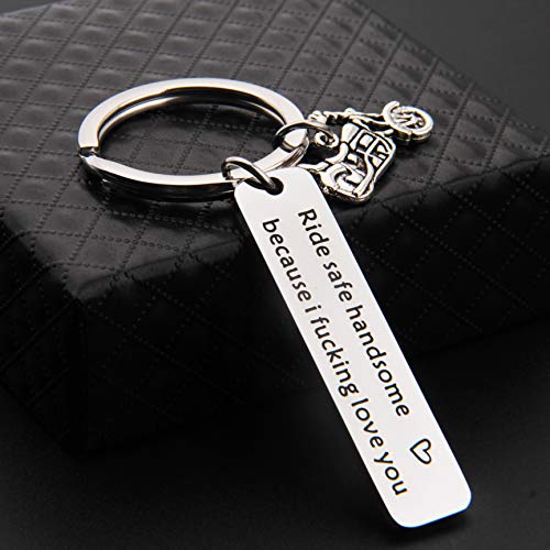 Maofaed Biker Gift Ride Safe Keychain Ride Safe Handsome Because I Fucking Love You Motocycle Keychain Gift For Biker #TOP3