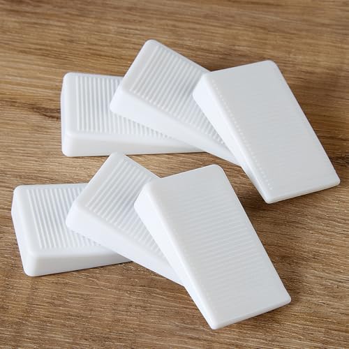 Image of 6-Pack White Shims for Leveling Furniture & Toilet - Trimmable Hard Plastic Wedges with Non-Slip Texture, Table Stabilizers & Wobble Wedges Rubber Type Levelers for Door, Table