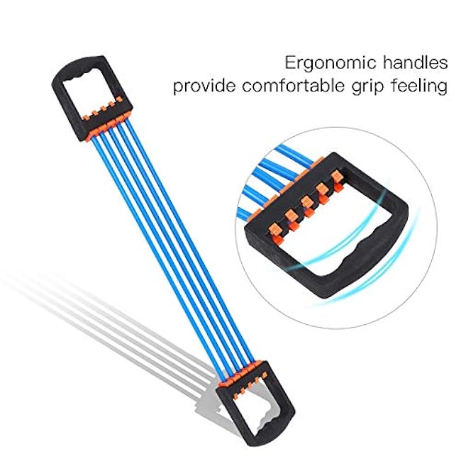 Chest Expander, Arm Exercise Equipment Resistance Chest Expander with 5 Rubber Ropes Chest Exerciser for Men for Pilates Push Ups Full Body Home Gym Workout Band