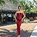 AGOSAK Sexy Mesh See Through Maxi Dresses for Women Sheer See Thru Strapless Burgundy Transparent Bodycon Tube Top Long Dress Beach Vacation Night Party Club