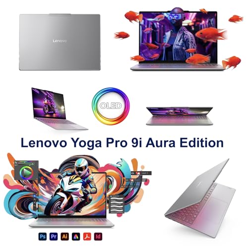 Image of Lenovo Yoga Pro 9i Aura Edition Creator Laptop 16.0 inch Touchscreen OLED 3.2K Display (Intel Ultra 9-285H, 32GB LPDDR5X, 2TB PCIe SSD, GeForce RTX 5060, Backlit KB, Win 11 Pro) w /DKZ USB Port Expander