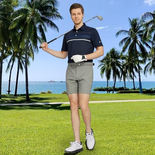 Rouen Mens Polo Shirts Short Sleeve Dry Fit Lightweight Performance Casual Athletic Striped Print Golf Shirts for Men2