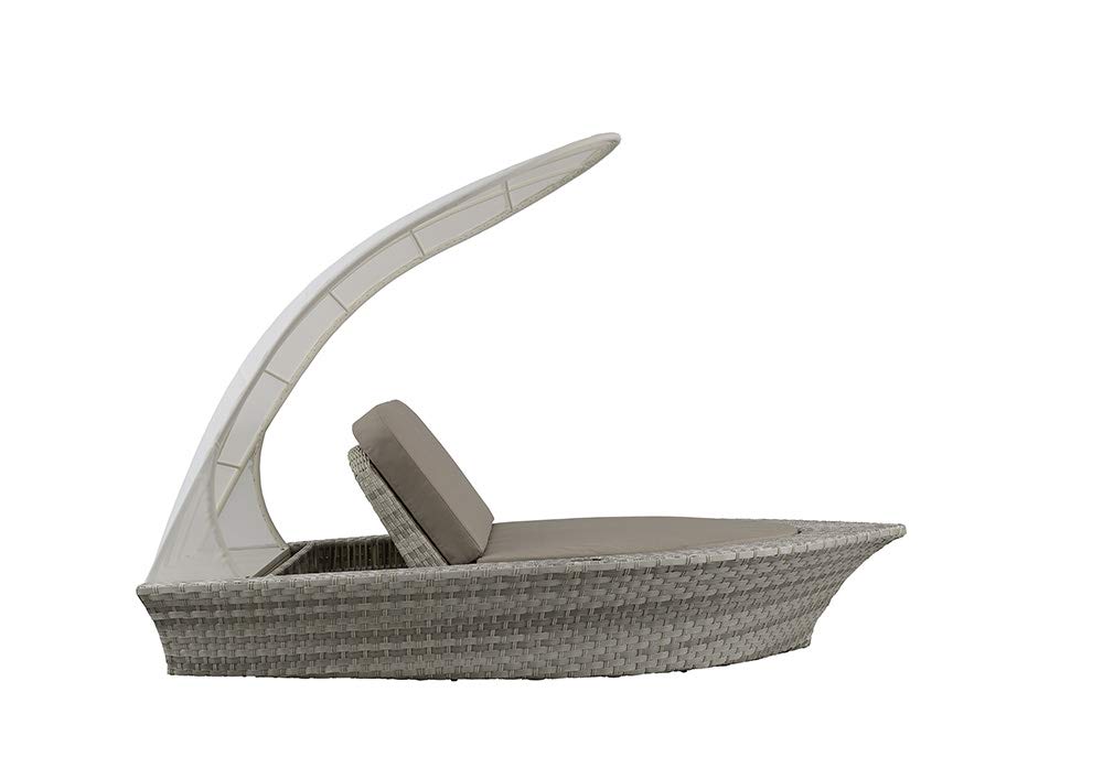 Strandkorbwerk Loungemöbel AHOI Harkers Island Duo - Outdoor Sonneninsel Schiff â€“ NEUHEIT mit Gasdruckfedersystem Gartenlounge Outdoor Lounge für Garten, Terrasse oder Balkon