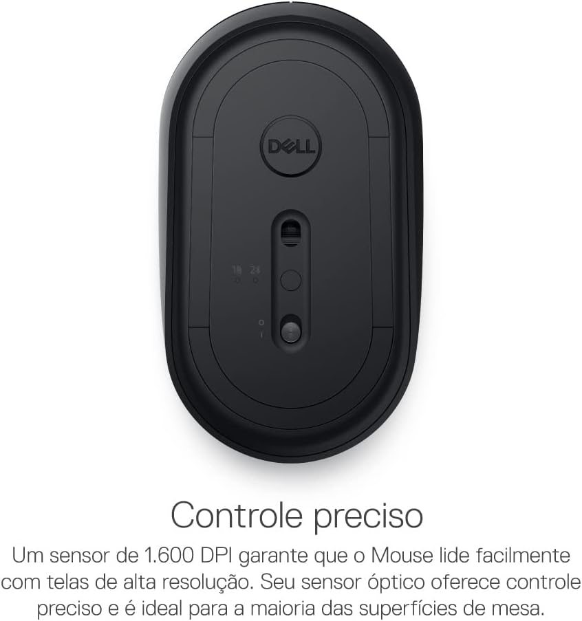 Mouse sem fio e Bluetooth Dell MS3320W Preto