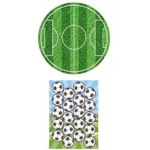 2er Set Fußball Essbarer Tortenaufleger + Mini-Törtchenaufleger, Tortendeko Kindergeburtstag Cover