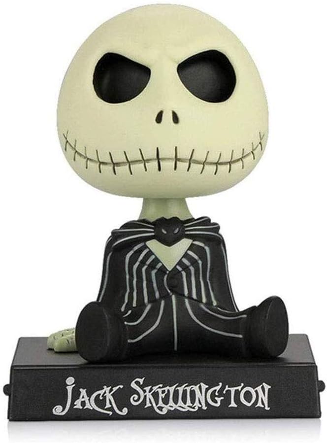 ZBM--ZBM Car Ornaments PVC Jack Skeleton Action Figure Shaking Head Doll Car Bobble Head Dashboard Interior Ornaments Accessories The Nightmare Before Christmas Jack Toys (Color : Black) : Toys & Games