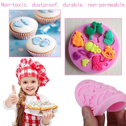 Silicone Fondant Molds Cake Decoration Baking Tools For Diy Sugar Craft Candy Chocolate Ice Cube Tray Soap (Baby Shower Theme Fondant Mold) #TOP6