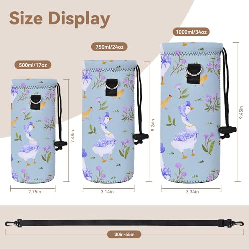 AUPET Water Bottle Bag Carrier,24oz/32oz Insulated Neoprene bottle Sling Holder Case Pouch Cover for 1000ML/750ML Bottles with Shoulder Strap for walking (Cute Farm Theme, 750ML) - Thumbnail 2
