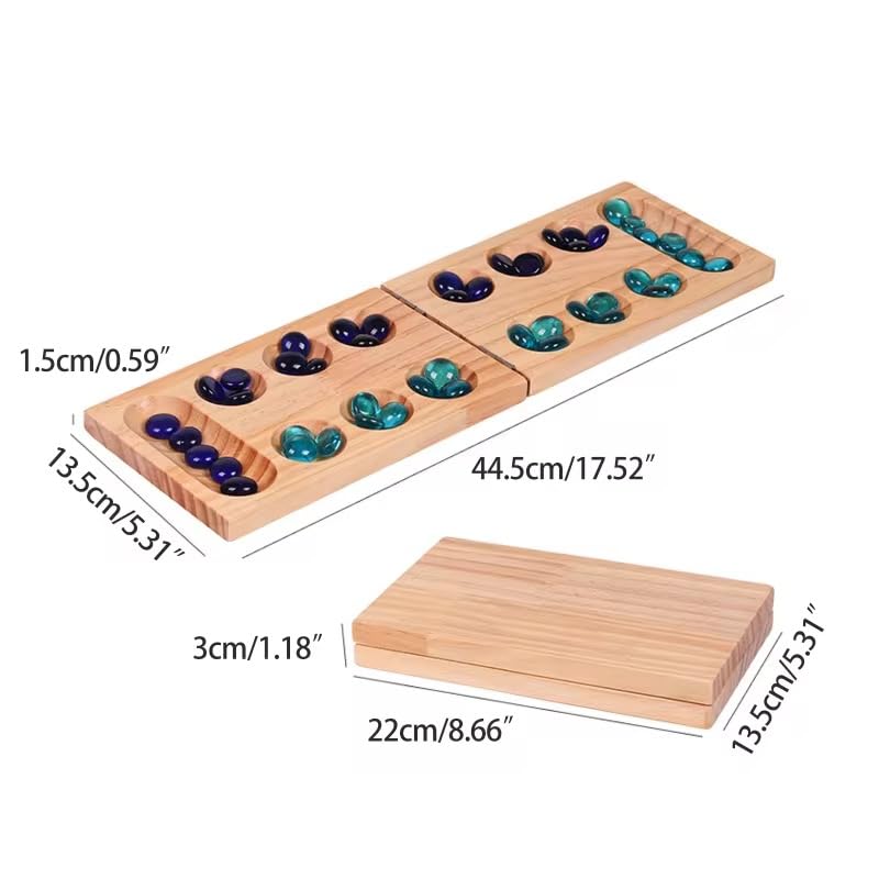 Image of Classic Family Fun Indoor Board Game for Kids & Adults, Green Felt Playing Area, Perfect for Game Night, Skill Development (Shut Box Color Mancala)