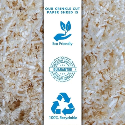 Alvika - 100 Grams - Beige/Cream - Soft & Thin Crinkle Cut Paper Shred Filler great for Gift Wrapping, Basket Filling, Birthdays, Weddings, Anniversaries, Valentines Day, and other occasions 6 51eomyG6GCL
