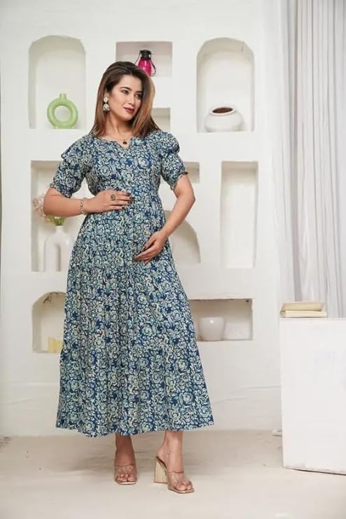 MDE Maternity Feeding Anarkali Kurti Dress for Women | Cotton Nursing Kurta with Both Side Zippers | Pregnancy & Nursing Wear | Comfortable Ethnic.-image-9