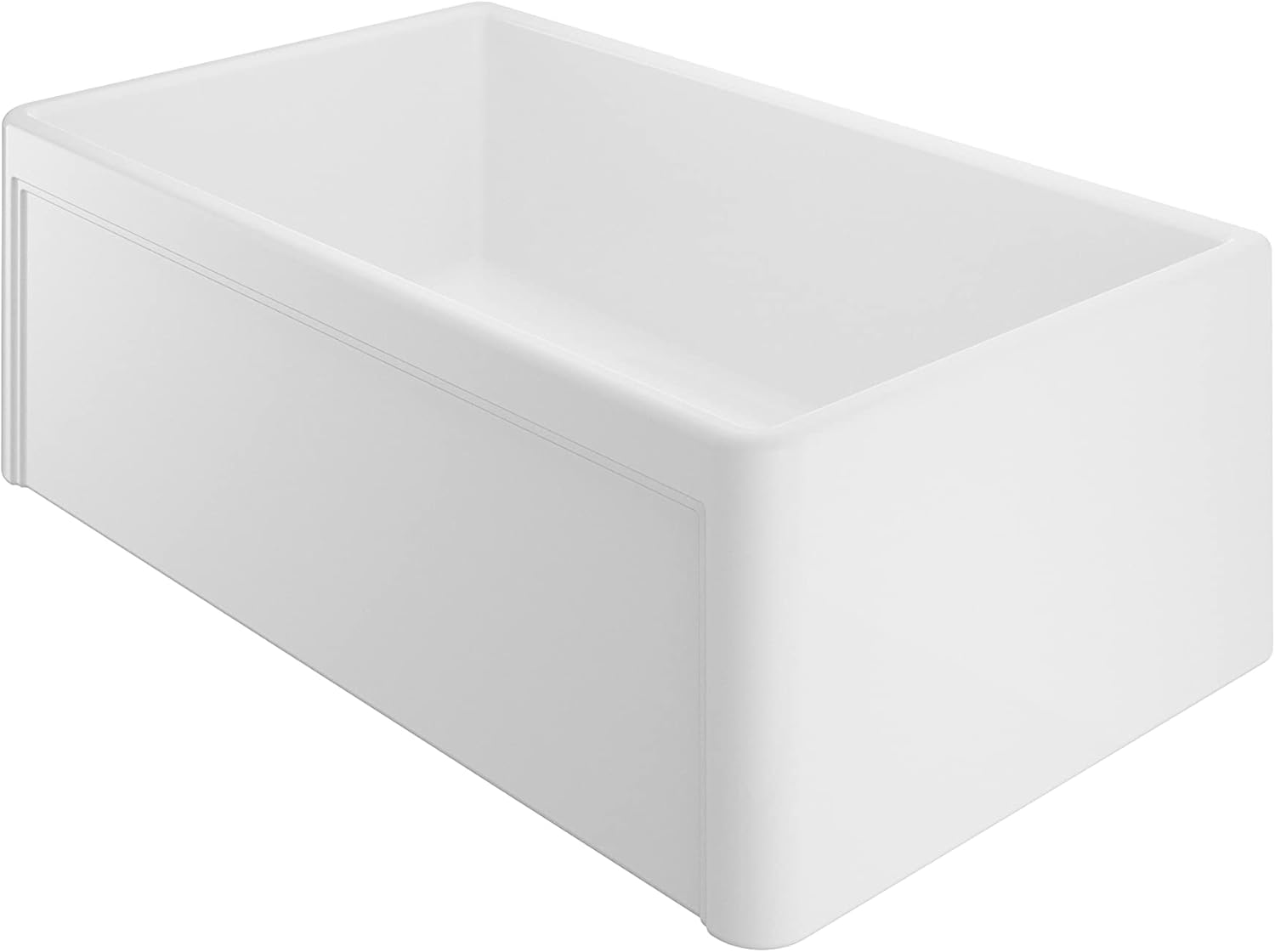 Winpro Farmhouse Apron Front Fireclay 30" x 18" x 10" Plain Single Bowl Kitchen Sink with Center Drain in White