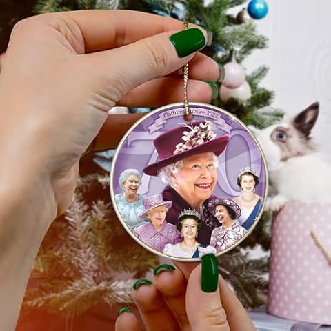 ALGIY Elizabeth Queen II Memorial Ornament Grief for The Queen 1926-2022 Ornament, 70th Queens Platinum Jubilee Enamel Ornament, Ornament Elizabeth Queen II Tree Christmas, Rip Queen Ornament Cover