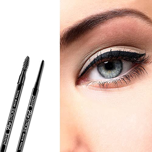 Image of JAQULINE USA Pro Stroke Eyebrow Pencil | Waterproof & Smudge-Proof | One Swipe Application | Natural & Long-Lasting Finish | For Denser, Fuller Eyebrows | Easy to Use | Cruelty-Free | Black, 0.35g