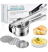 KIPIDA Kartoffelpresse, Edelstahl Kartoffelstampfer mit 3 Lochscheiben Spätzlepresse Multipresse ...