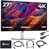 U2723QE Dell UltraSharp Bundle Dell 27 Inch Monitor 4K UHD WLED LCD - 1 Year Warranty, 16:9 Monitor with Power Cable + HDMI Cable + DisplayPort Cable + Thunderbolt Cable + Microfiber Cloth - Silver