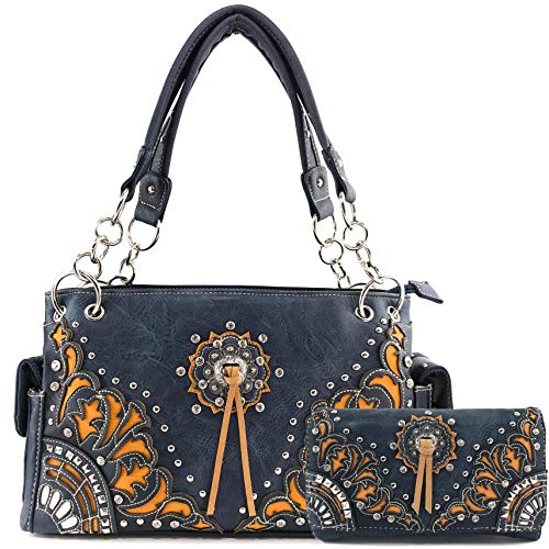 Zelris Autumn West Fringe Concho Women Conceal Carry Handbag Wallet Set