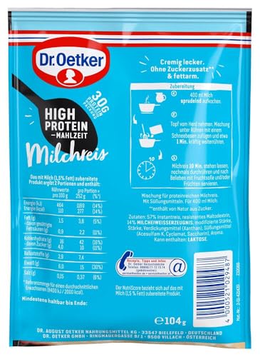 Dr. Oetker High Protein Mahlzeit – proteinreicher Milchreis als Hauptmahlzeit oder als Protein Snack 10er Pack (10 x 104g) – Bild 3