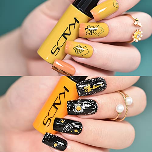 Nagellack Set 4 Farben gelbe gold serie Druck Polnischen einfarbig Stempeln Lack Nageldesign Maniküre Detailliertes Malerei Nagel Kunst Werkzeug