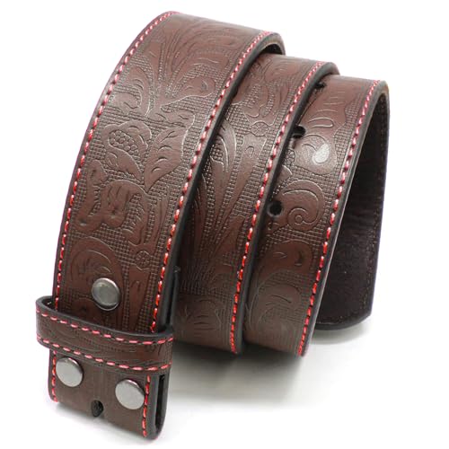 BC Belts Leather Belt Strap with Embossed Western Scrollwork 1.5