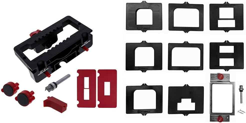 Milescraft Self Clamping Door Hinge Jig, Hinge Mortiser, Latch Templates Bundle with Spring Loaded Cornerchisel for Hinge Recesses