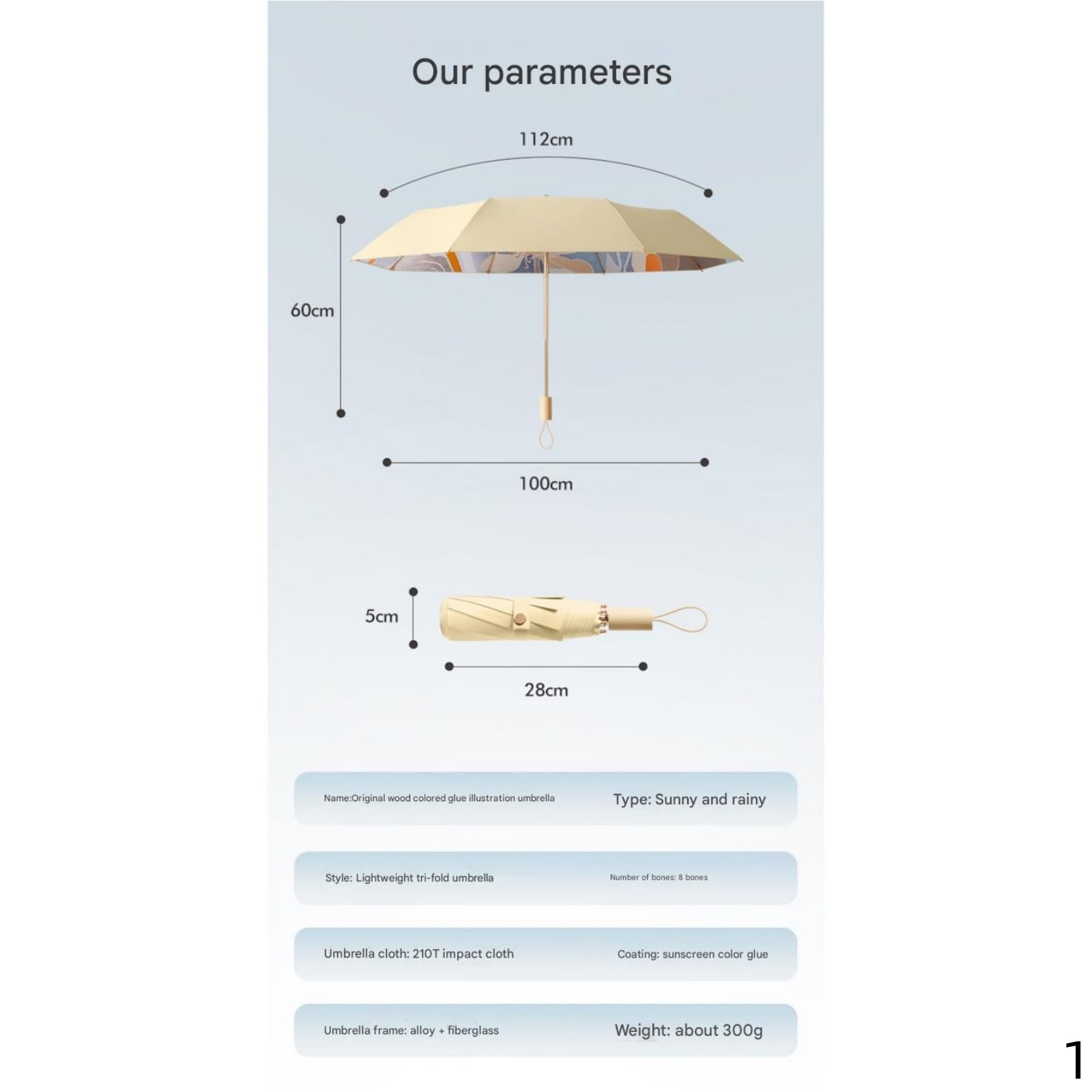 Ombrelle Anti UV Parapluie Umbrella 8 Poignée en Bois Parasol Protection Pliante Mesdames Sunny Trois Fois-Jaune De Jade