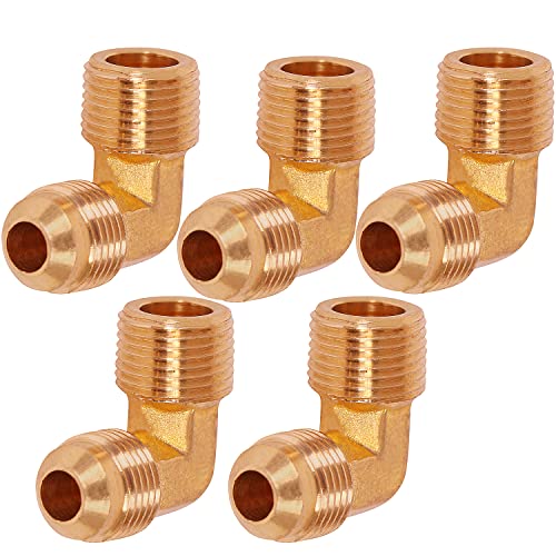 Codo adaptador de latón 1/2 O.D. x MIP Highcraft G49-12-5 para conexiones de gas y fontanería 2
