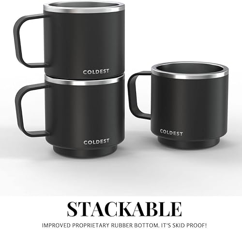 Miniatura 7 de Coldest Taza de café espresso apilable aislada con platillo  Taza de café espresso de viaje de triple pared aislada de acero inoxidable para viaje