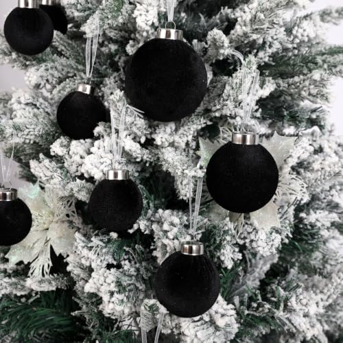 Wironlst 30pcs Velvet Christmas Ornaments, Shatterproof Tree Balls(Black) - image 7