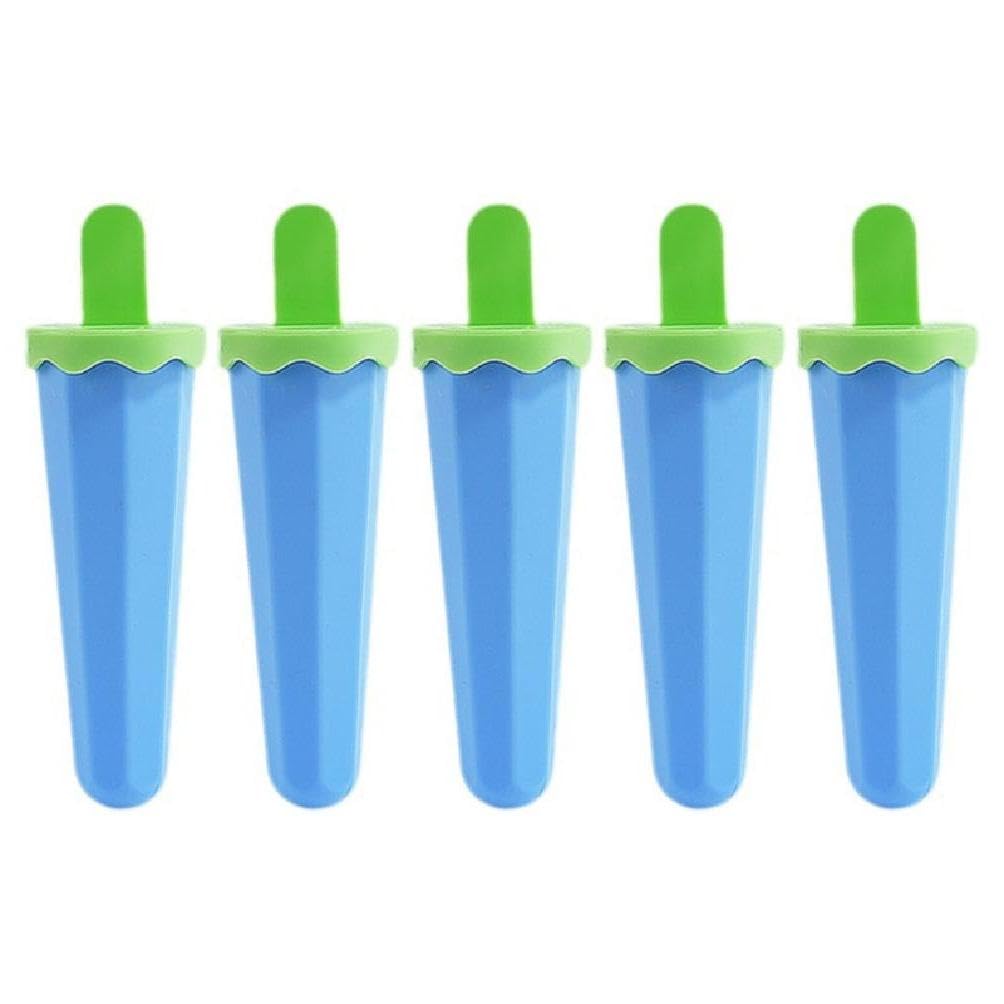 Yuly 5Pcs Reusable Silicone Ice Cream Molds with Drip Guards Easy Release Silicone Popsicles Molds Reusable Ice Lollys Moulds