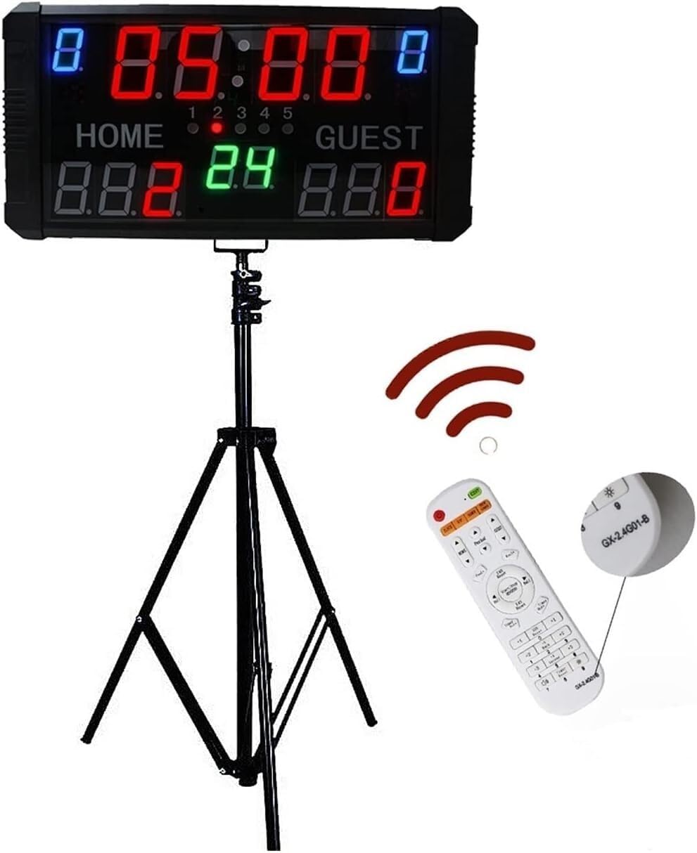 TIST LED Portable Desktop Scoreboard, Professional Outdoor 14 Digit Multi Sport Electronic Digital Basketball Scoreboard(with Bracket)