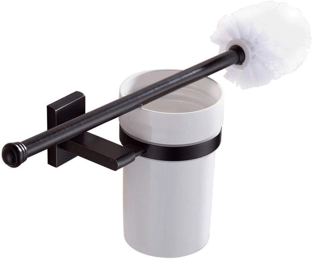 Toilet Brush —Set Bathroom and Holder Black Copper Household Cleaning Long Handle Strong and
