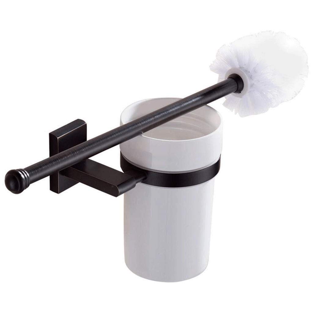 Brosse WC avec support noir cuivre pour nettoyage salle de bains et sol de toilette
